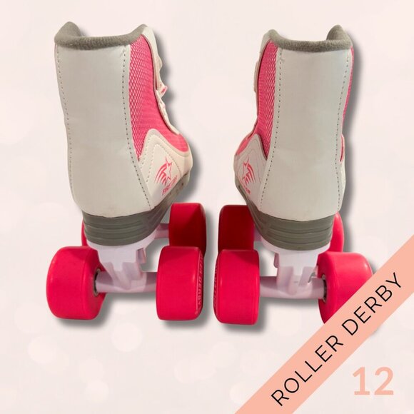 Girls Roller Skates Roller Derby Adjustable– Pink & White – Size Jr 12 - Picture 6 of 6